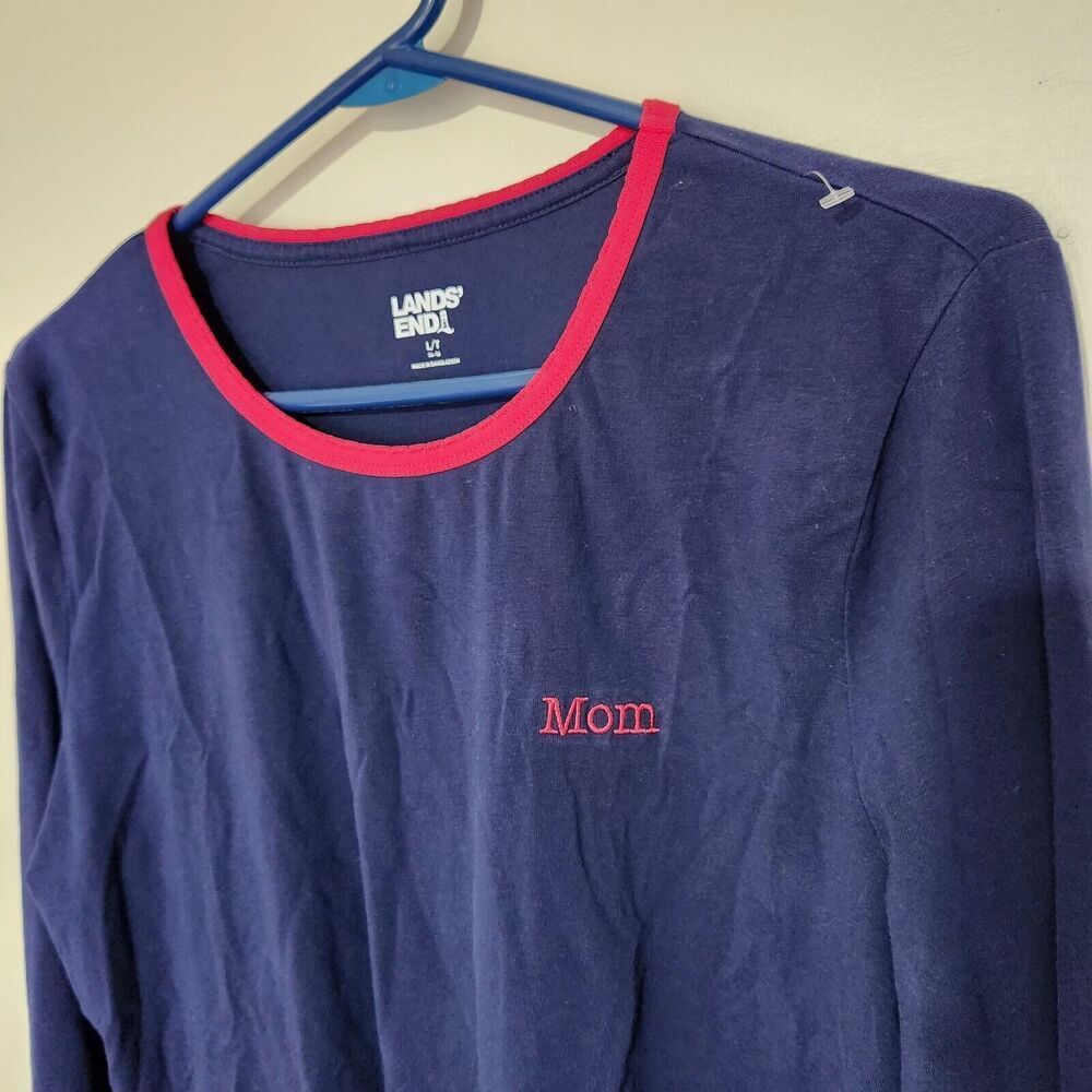 Land End Mom Long sleeve Top Size Large Blue Navy Color Casual. New - Picture 2 of 9